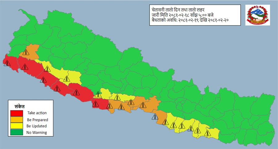 तराईमा आज र भोलि तातो हावाको लहर चल्ने चेतावनी